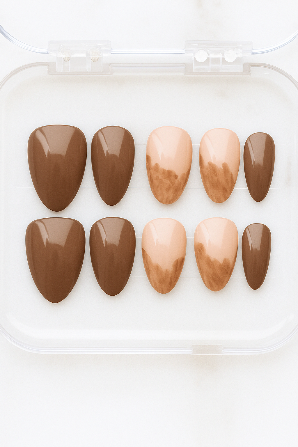 Reusable Press On Nails - Mocha Swirl