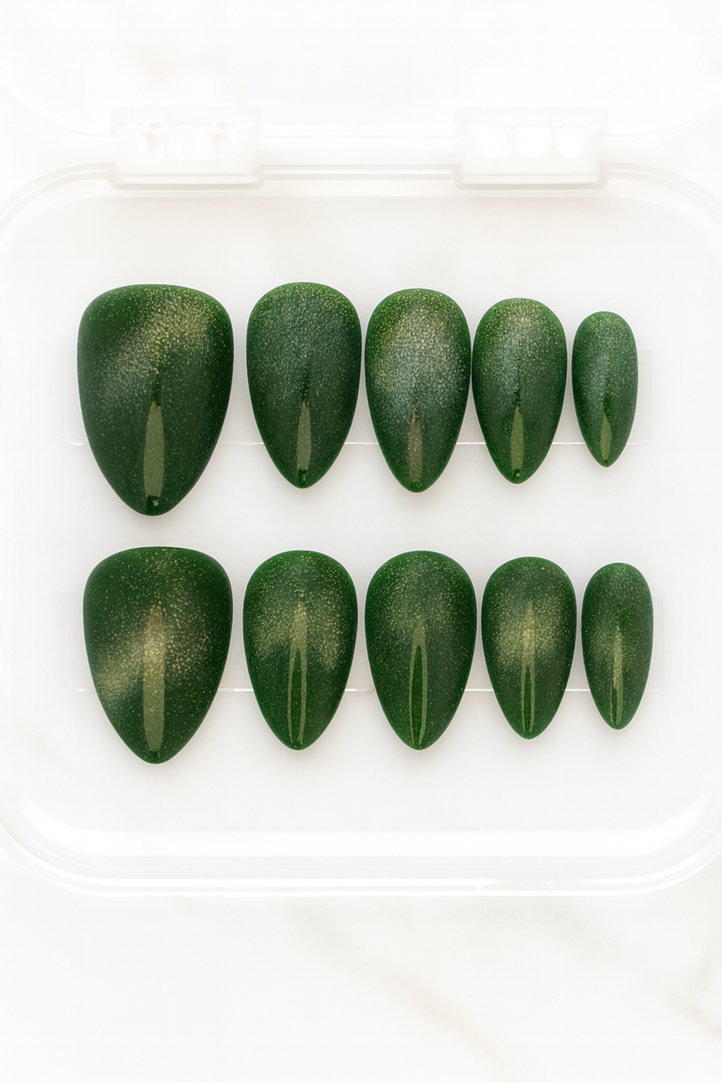 Reusable Press On Nails - Emerald Glaze (Set of 24)