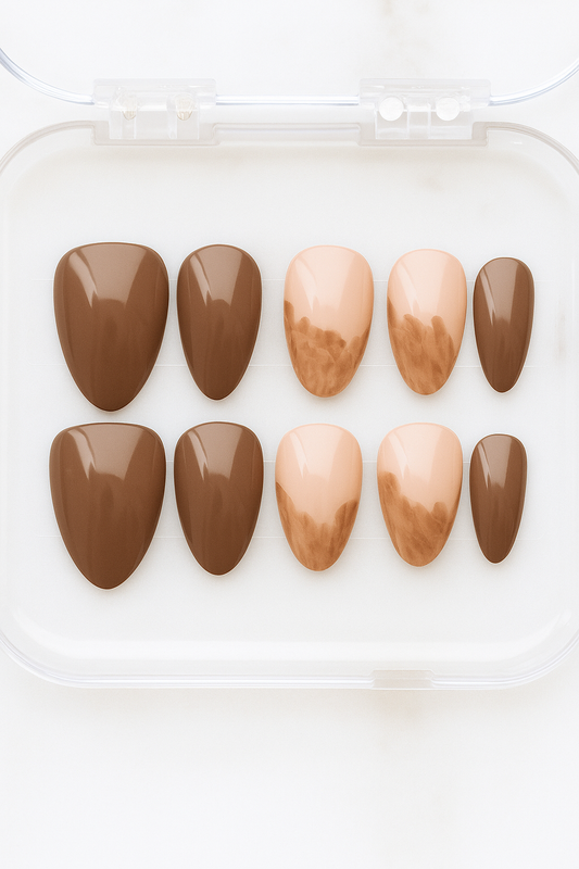 Reusable Press On Nails - Mocha Swirl